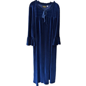 Bob Mackie Wearable Art Blue Ribbed Velvet Robe Size 2X Loungewear Nightgown